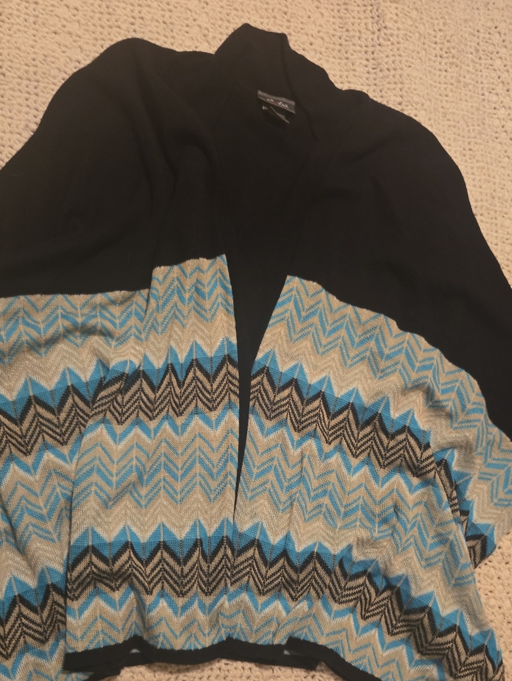 Dots Black and Blue Chevron Knit Cardigan